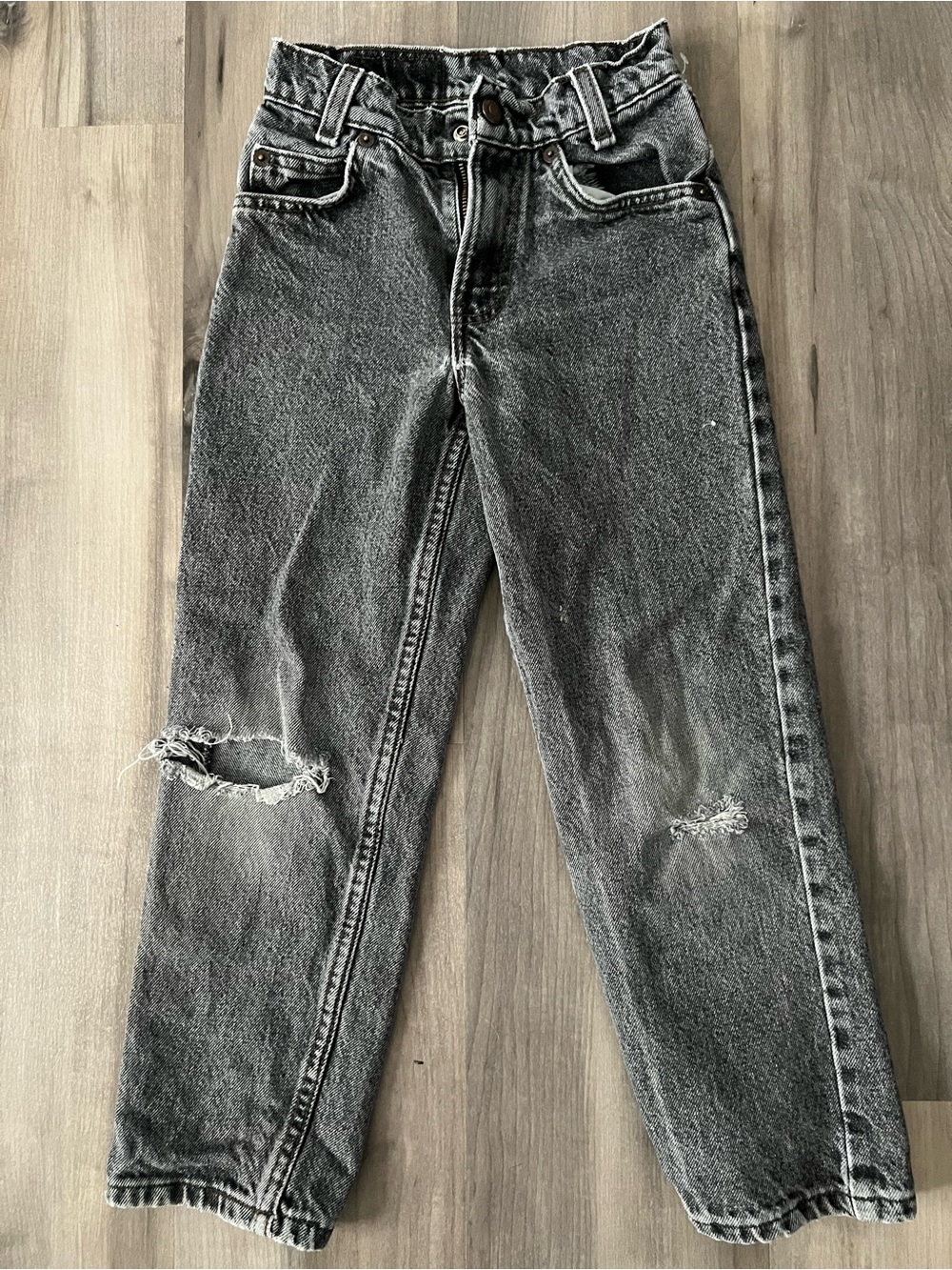 Vintage Levi's 550 Orange Tab Black Faded Relaxed Fit Tapered Jeans Youth Slim 8